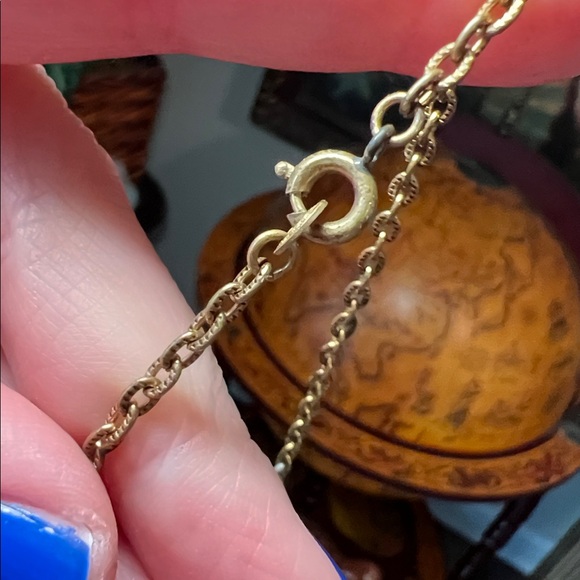 Vintage Mid Century West German Filigree Green Porphyry Slag Glass Necklace - Picture 12 of 12